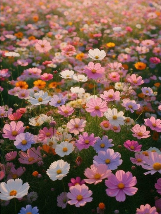 Handbags - Heather Wildflower Field Print - Pink, White, Orange Blooms